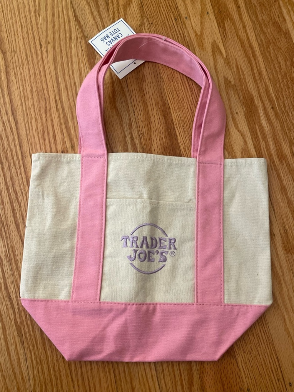 Trader Joe's Pink & Cream Canvas Tote COLLECTIBLE